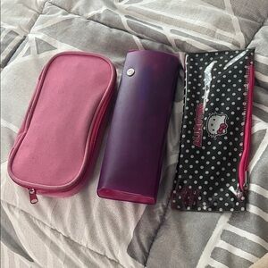 Hello Kitty Pink, Purple & Black Kids Accessory Case Trio